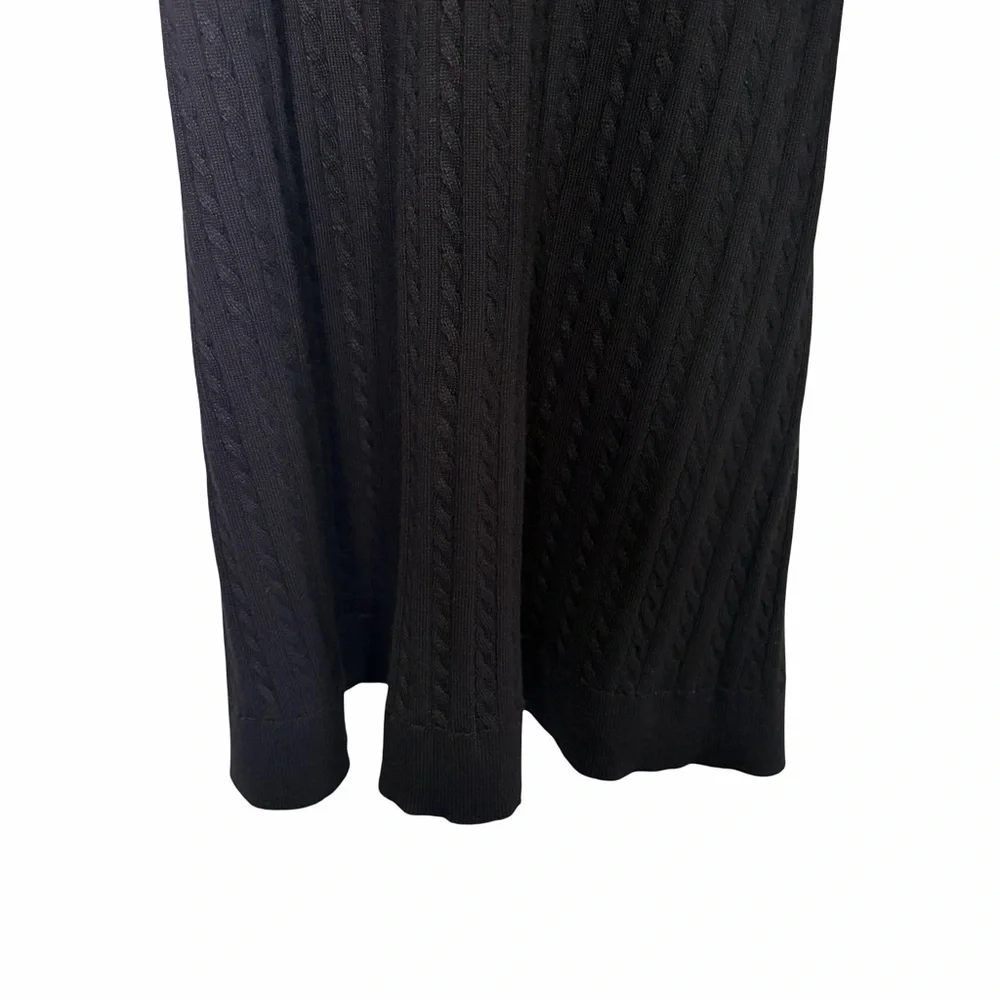 Lucky Brand Cable Knit V-Neck Long Sleeve Dress in Black , Size M NWT_13